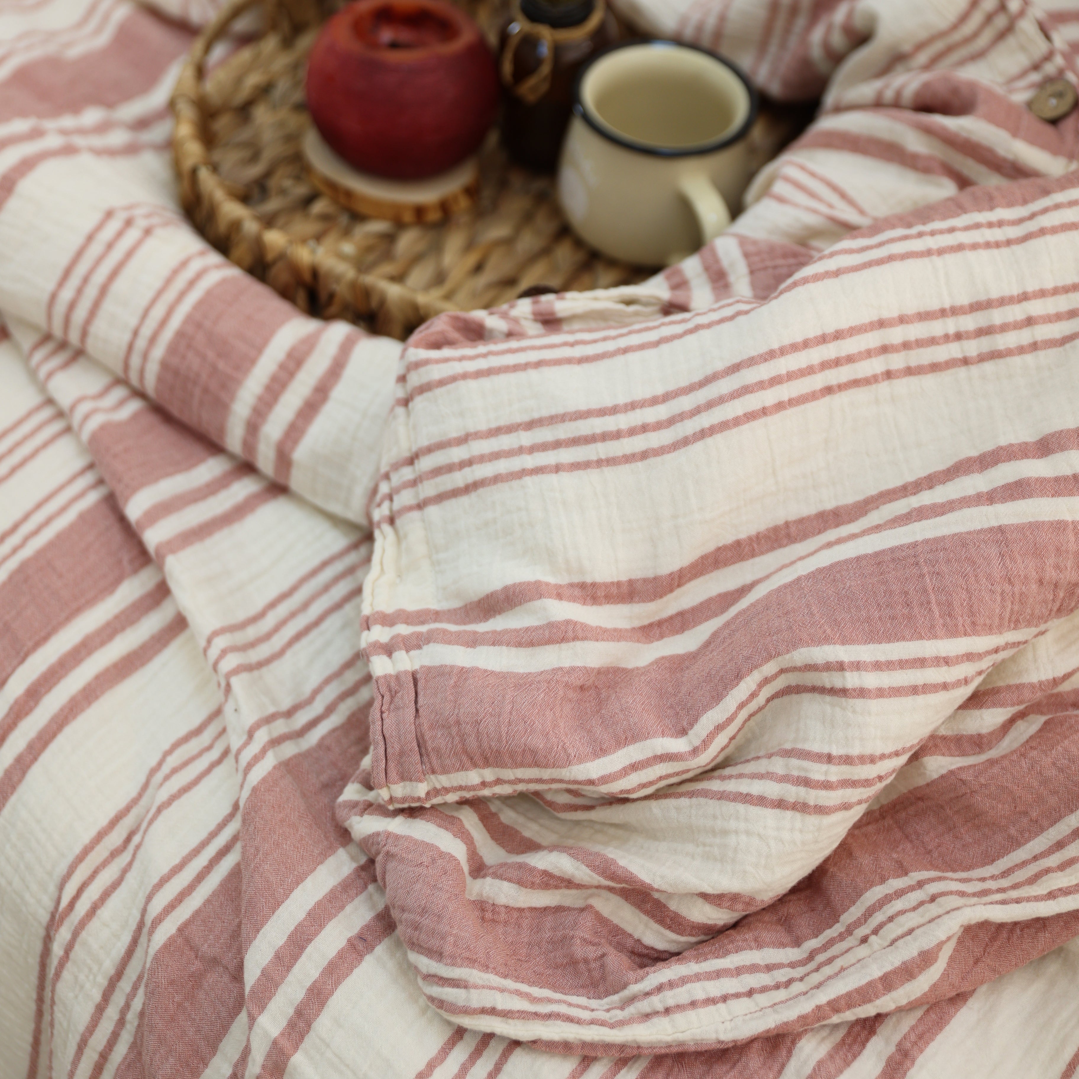 Signature Striped Muslin Duvet Cover Set