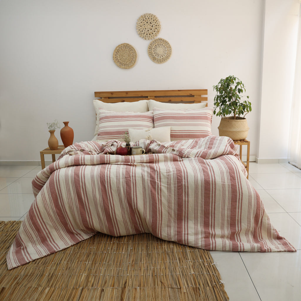 Signature Striped Muslin Duvet Cover Set