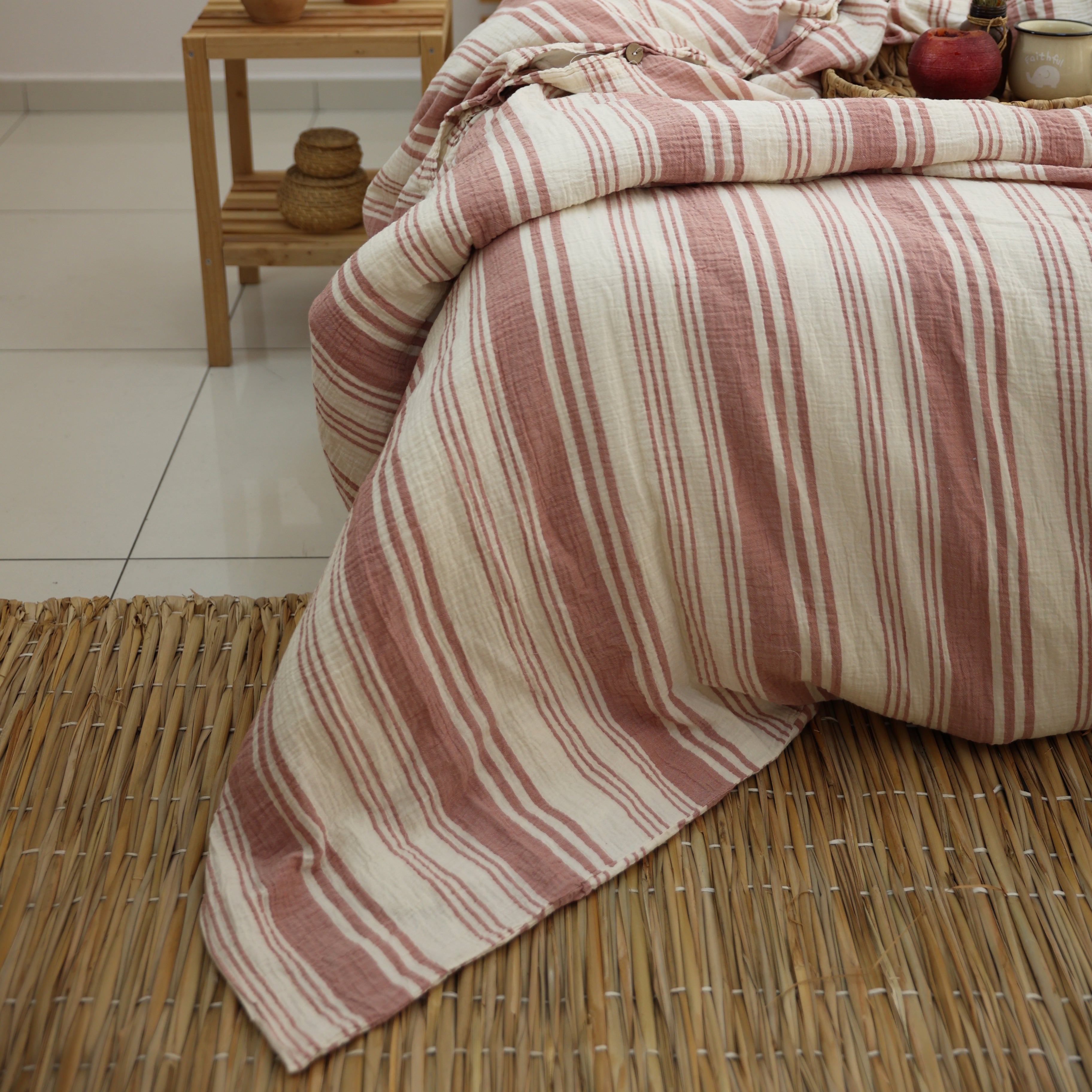 Signature Striped Muslin Duvet Cover Set
