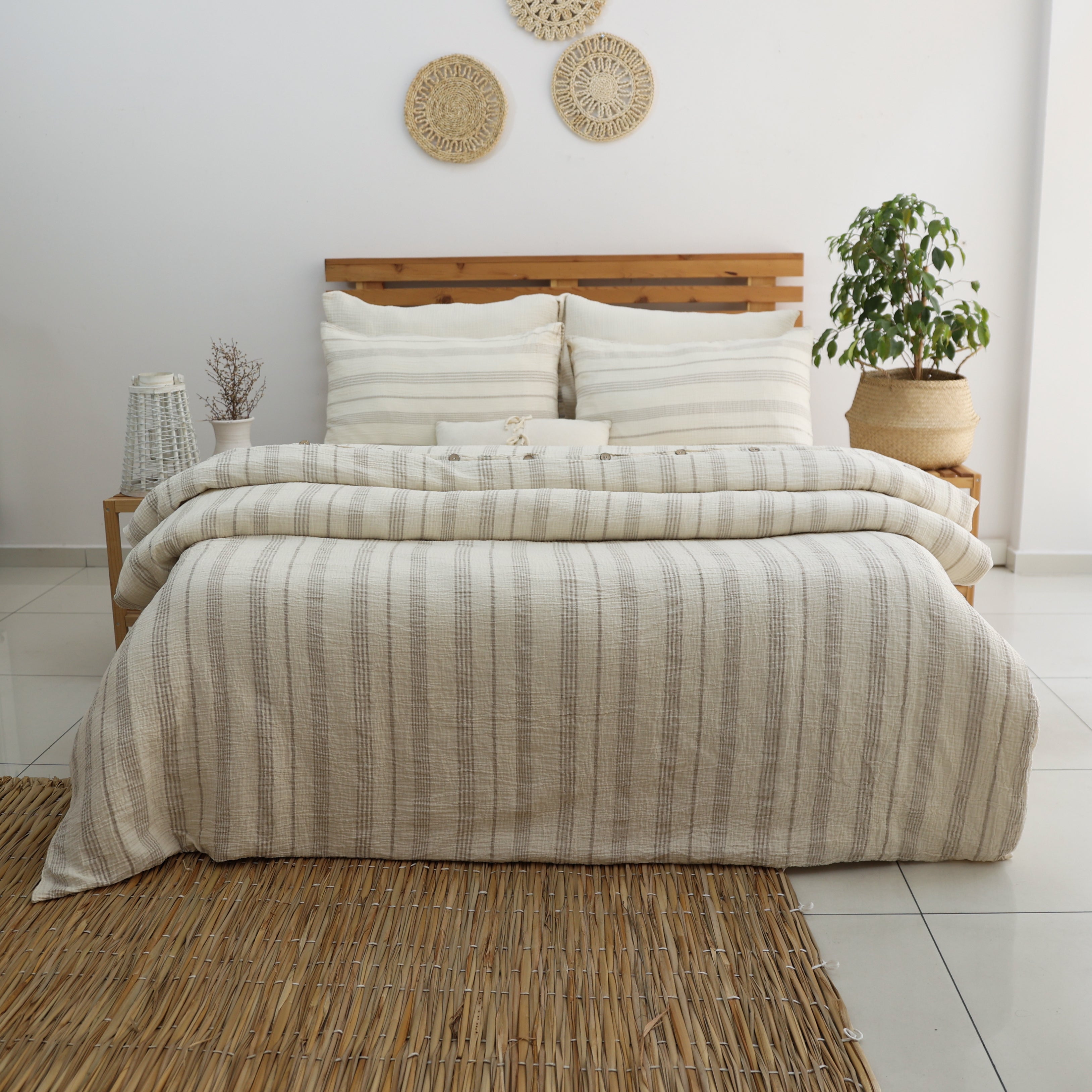 Signature Striped Muslin Duvet Cover Set