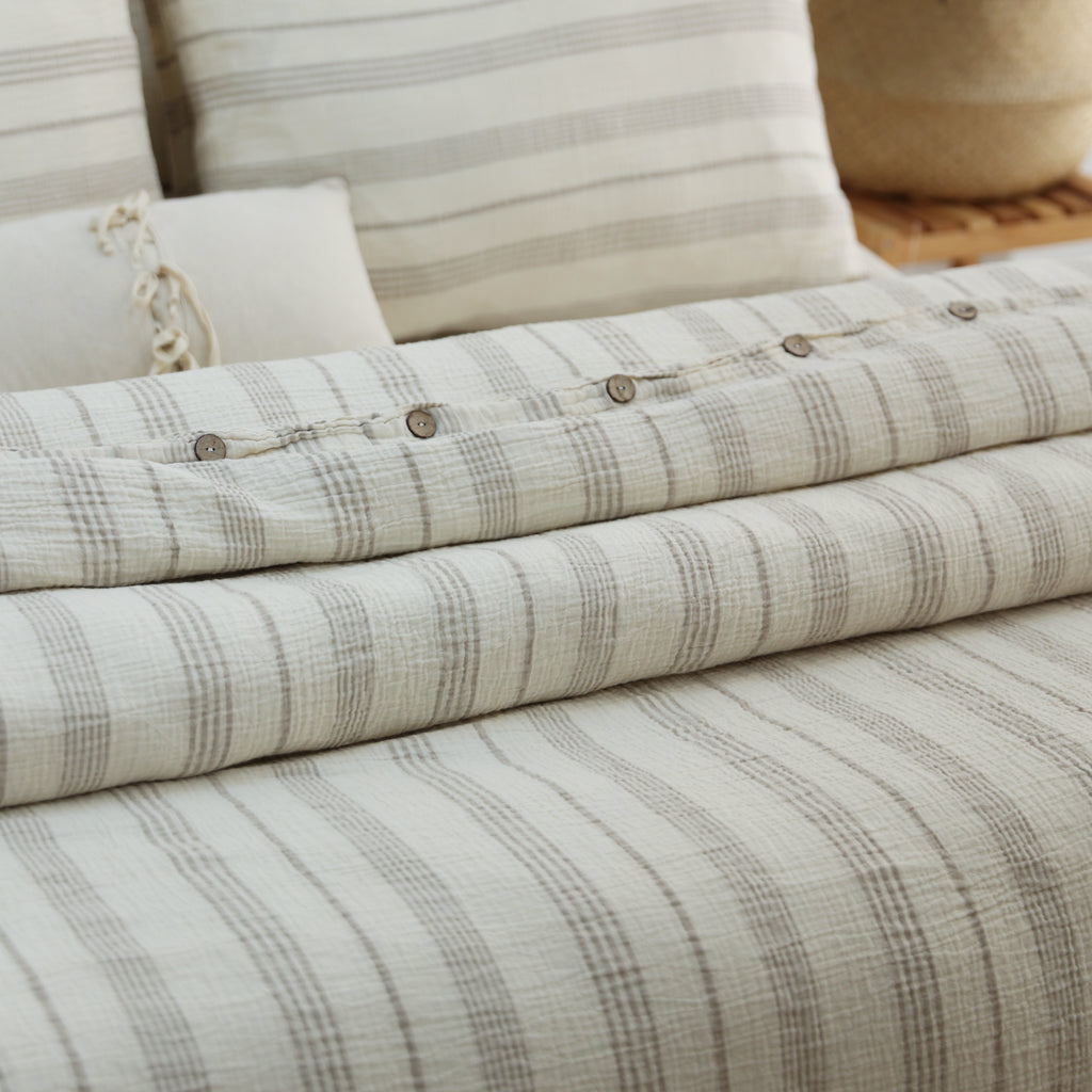 Signature Striped Muslin Duvet Cover Set