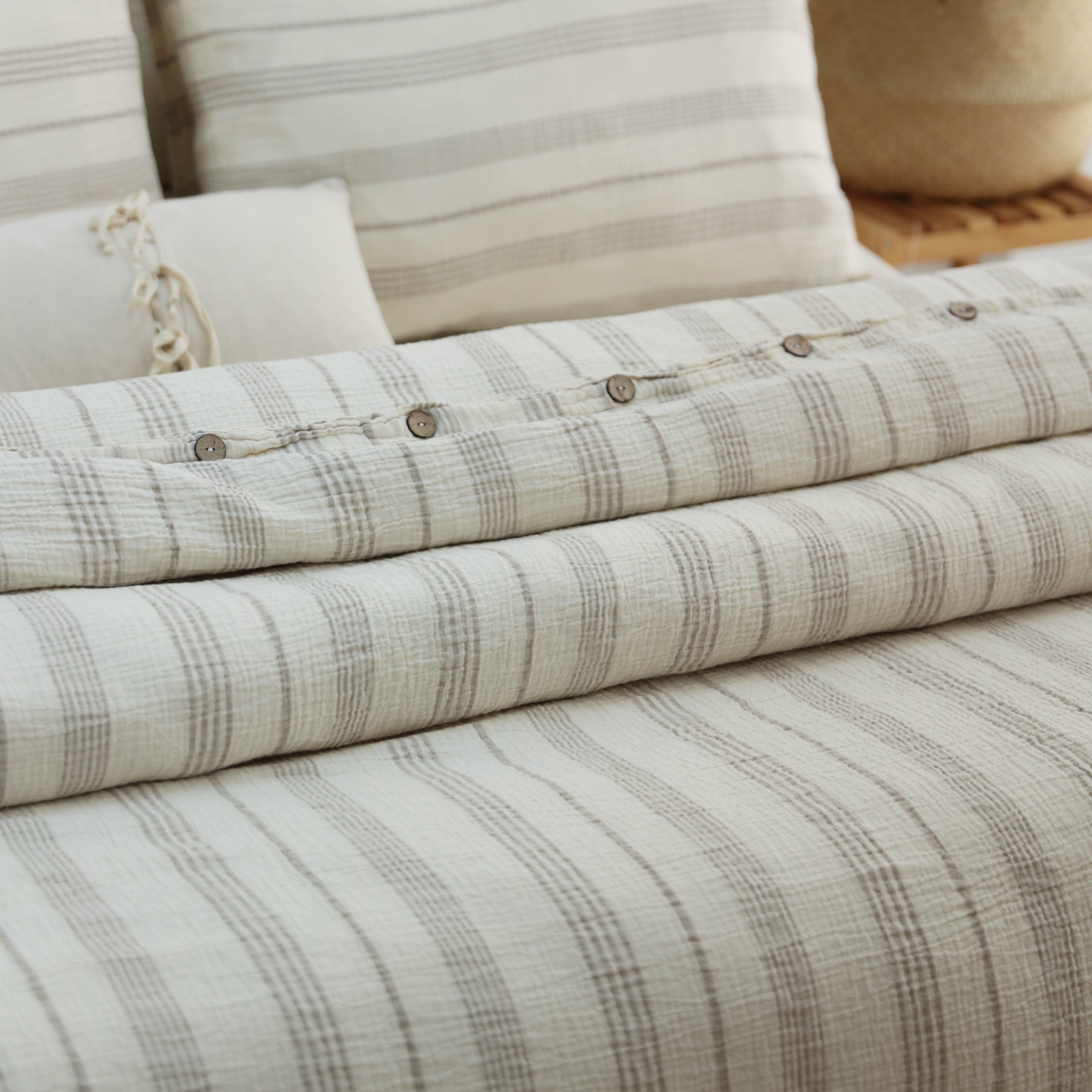 Signature Striped Muslin Duvet Cover Set
