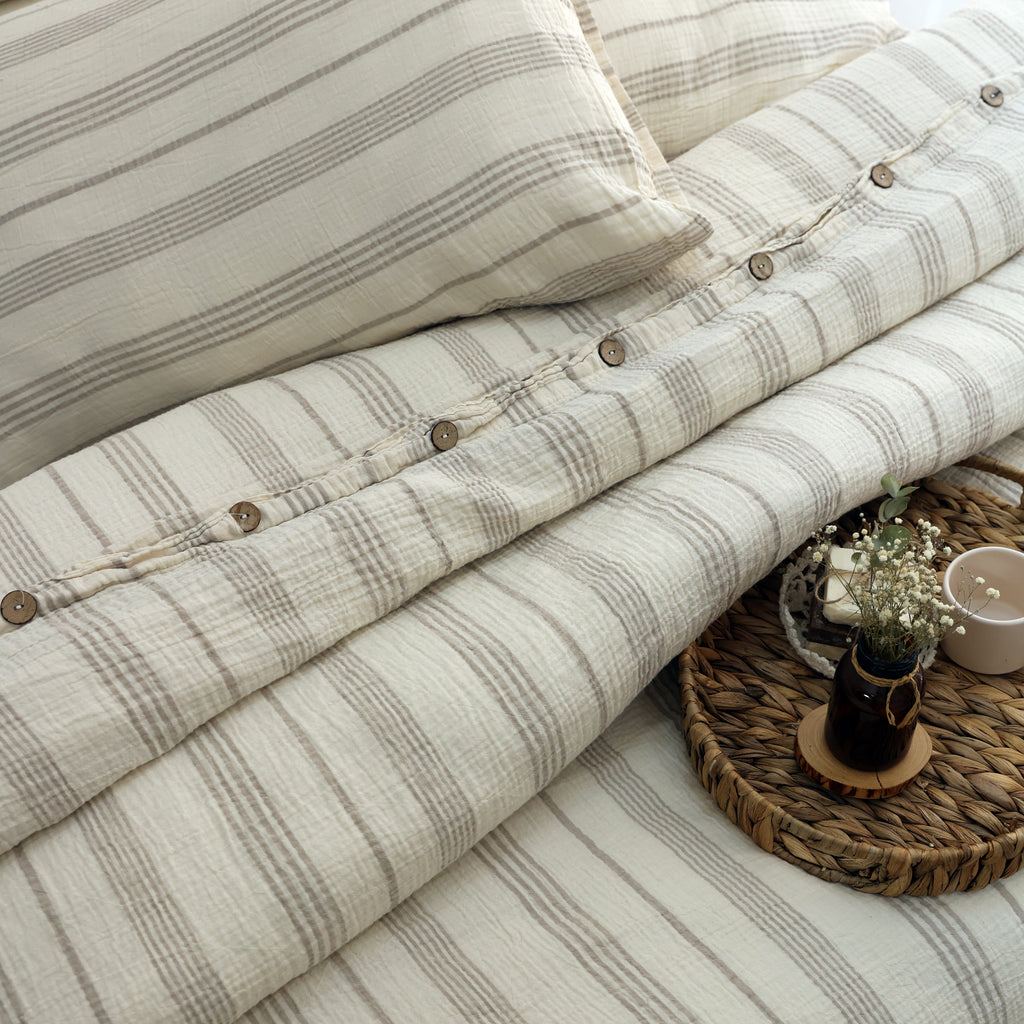 Signature Striped Muslin Duvet Cover Set