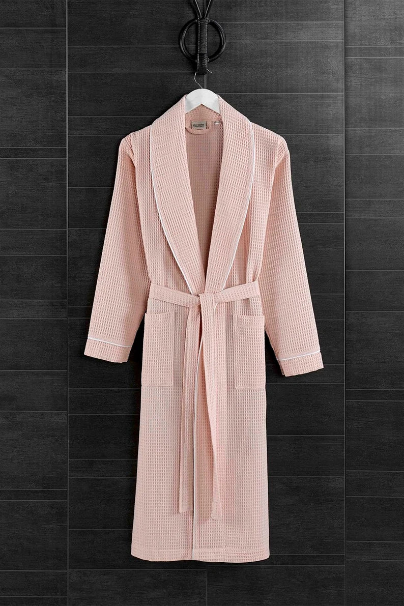 Long Waffle Unique Bathrobe, Dressing Gown, Christmas Robe