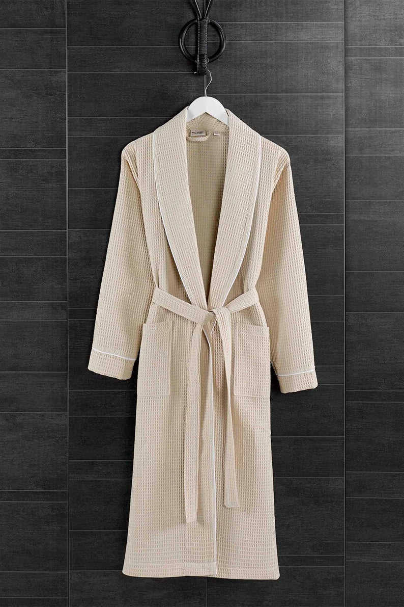 Long Waffle Unique Bathrobe, Dressing Gown, Christmas Robe