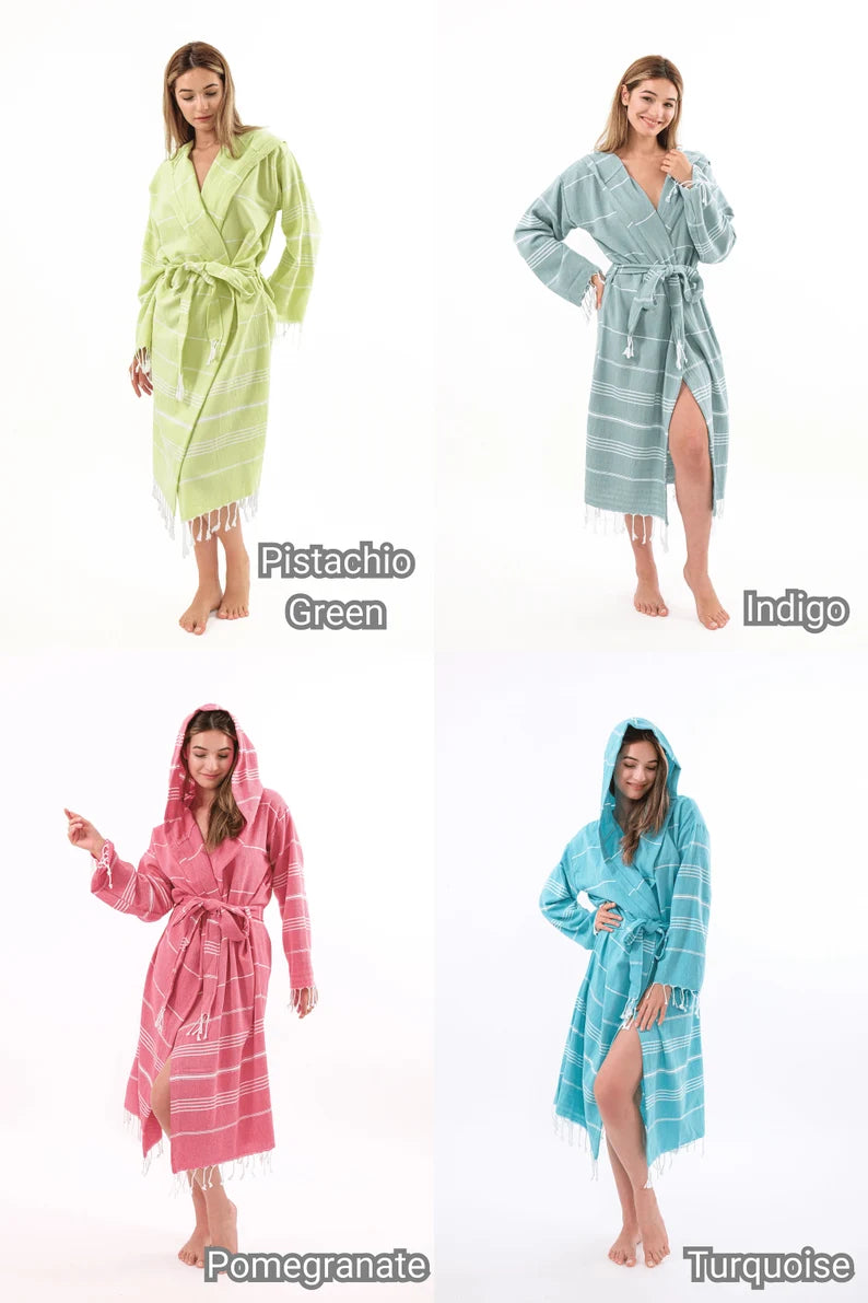 Cotton Thin Hooded Beach Robe, Bridesmaid Robe, Beach Kimono, Cotton Kimono or Bathrobe