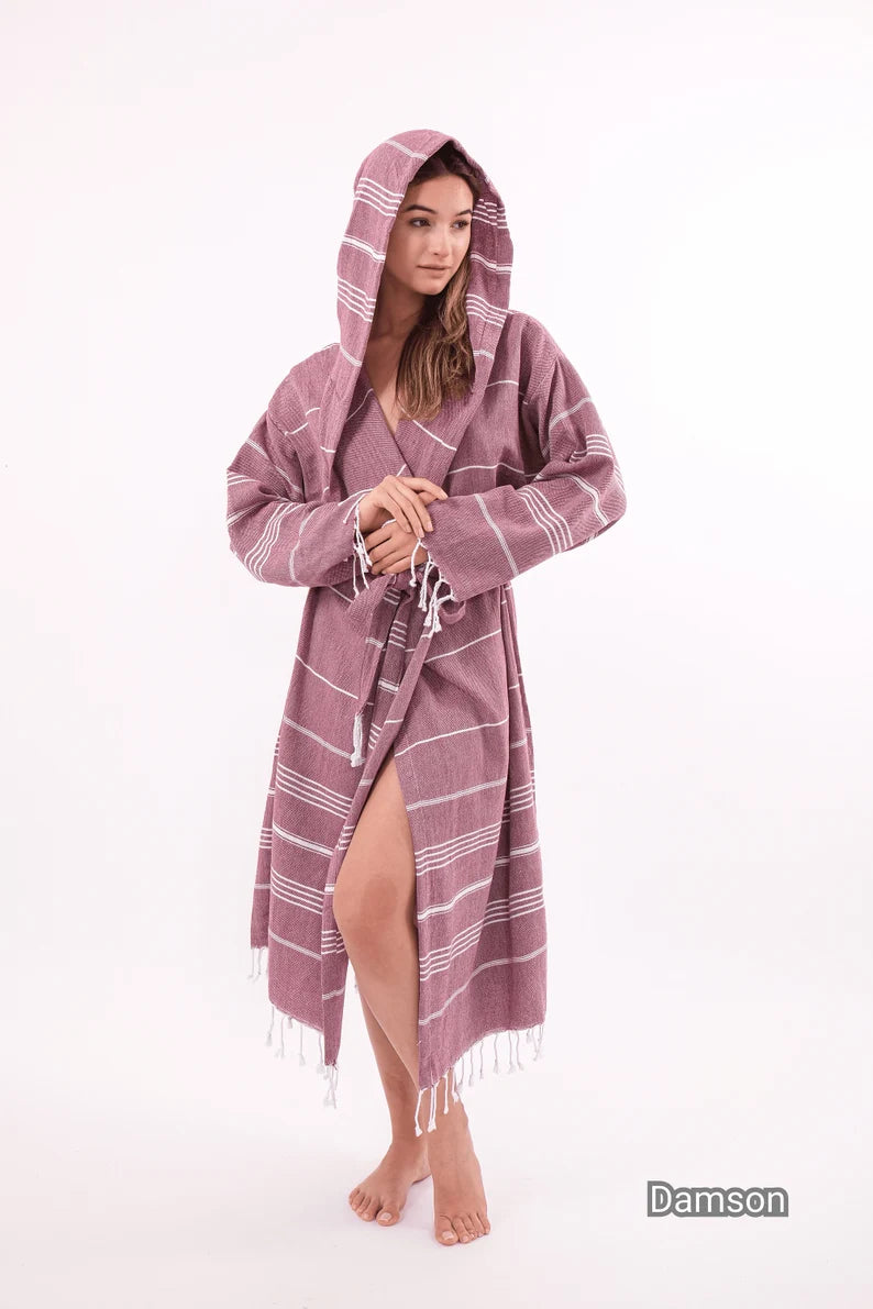 Cotton Thin Hooded Beach Robe, Bridesmaid Robe, Beach Kimono, Cotton Kimono or Bathrobe