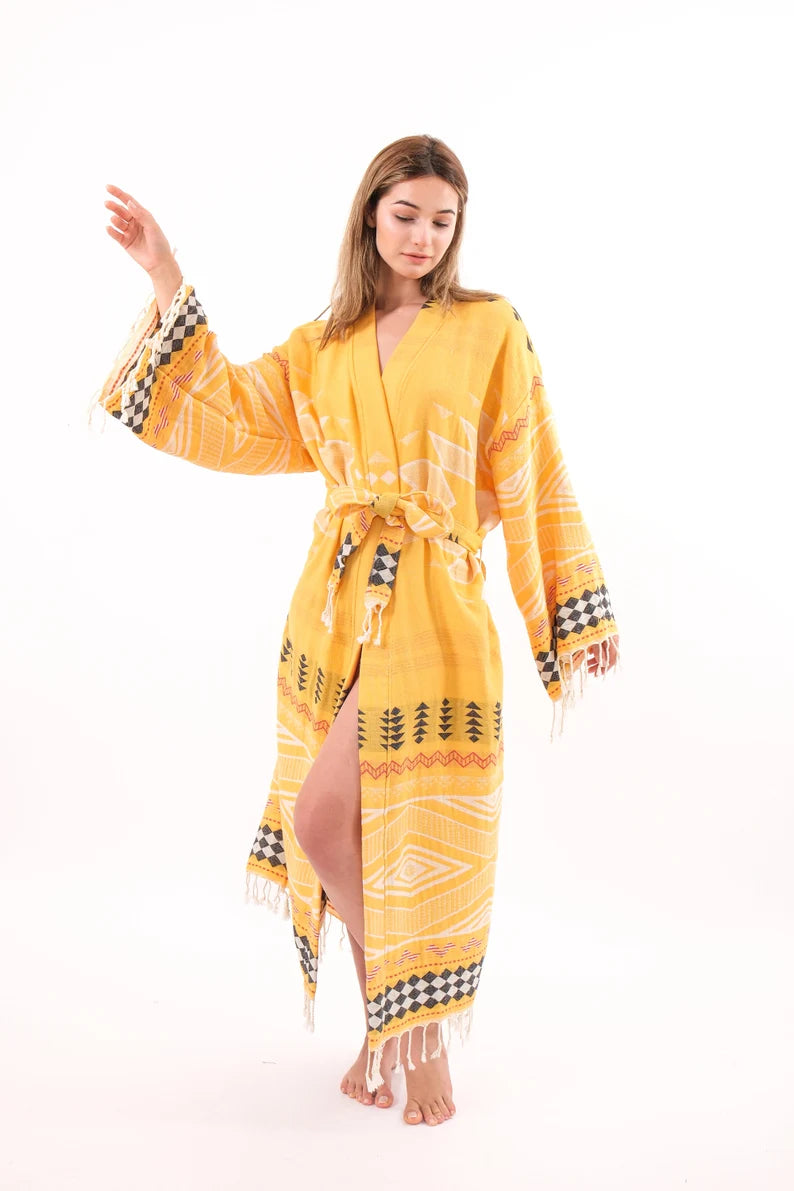 Boho Beach Robe, Organic Kimono, Bridesmaid Robe, Beach Kimono, Cotton Kimono or Bathrobe