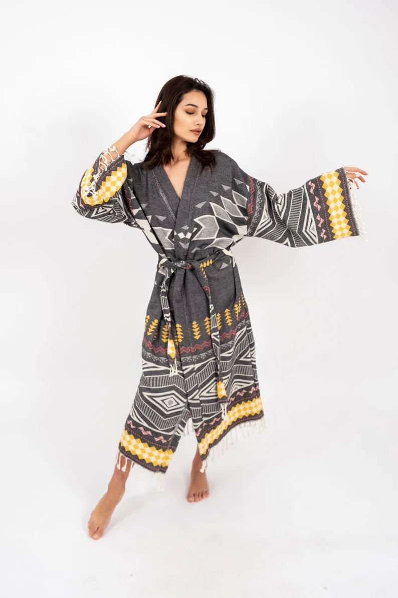 Boho Beach Robe, Organic Kimono, Bridesmaid Robe, Beach Kimono, Cotton Kimono or Bathrobe