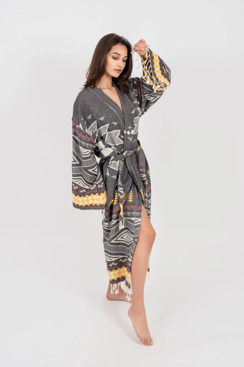 Boho Beach Robe, Organic Kimono, Bridesmaid Robe, Beach Kimono, Cotton Kimono or Bathrobe