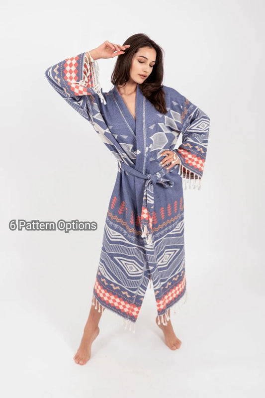 Boho Beach Robe, Organic Kimono, Bridesmaid Robe, Beach Kimono, Cotton Kimono or Bathrobe