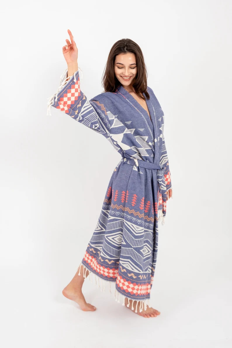 Boho Beach Robe, Organic Kimono, Bridesmaid Robe, Beach Kimono, Cotton Kimono or Bathrobe