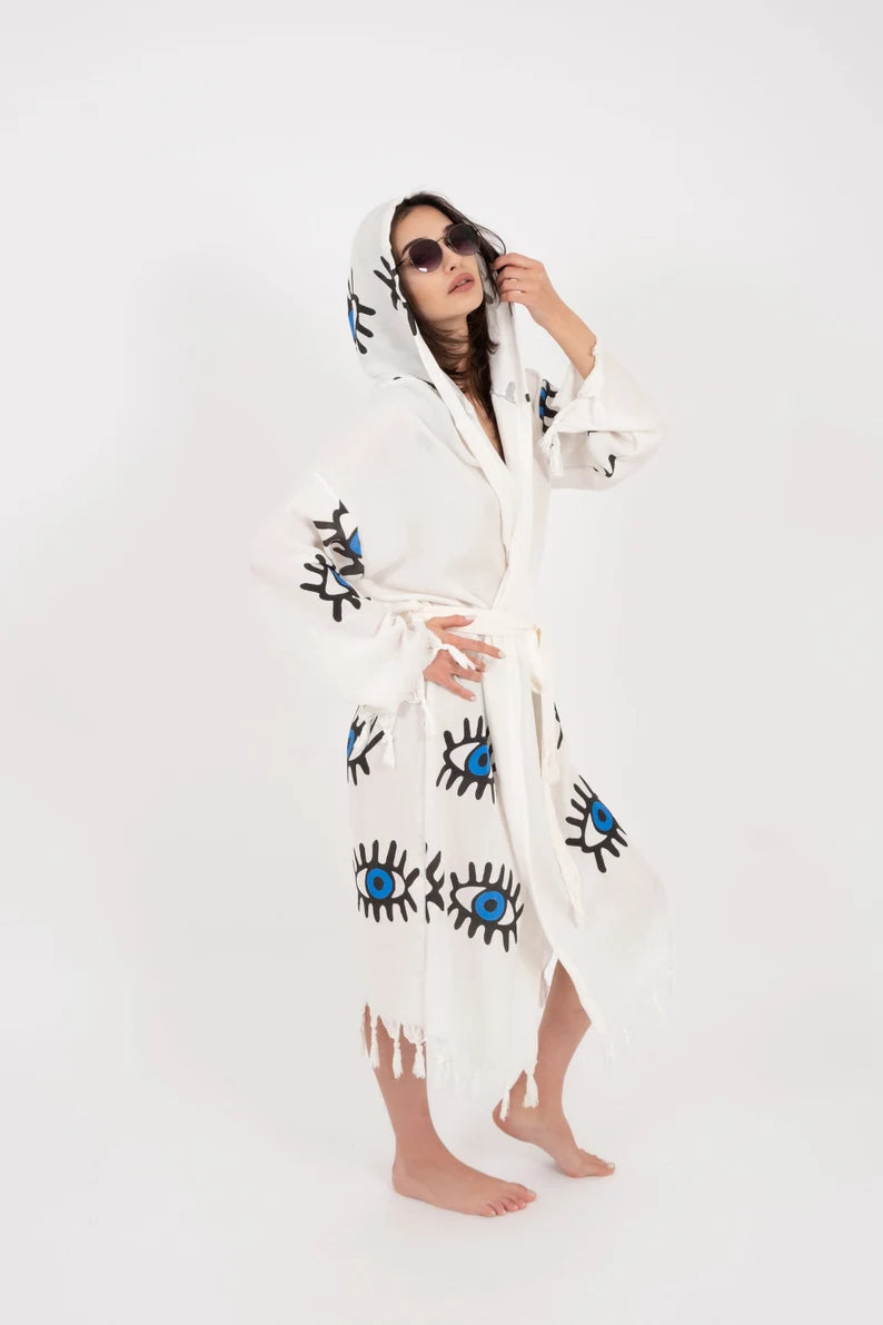 Bamboo Hoodie Beach Robe, Bridesmaid Robe, Beach Kimono, Cotton Kimono or Bathrobe