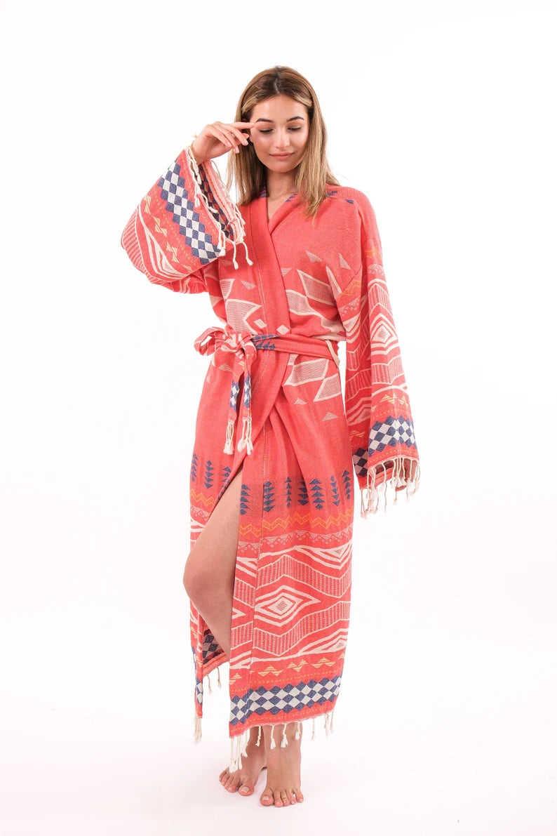 Boho Beach Robe, Organic Kimono, Bridesmaid Robe, Beach Kimono, Cotton Kimono or Bathrobe