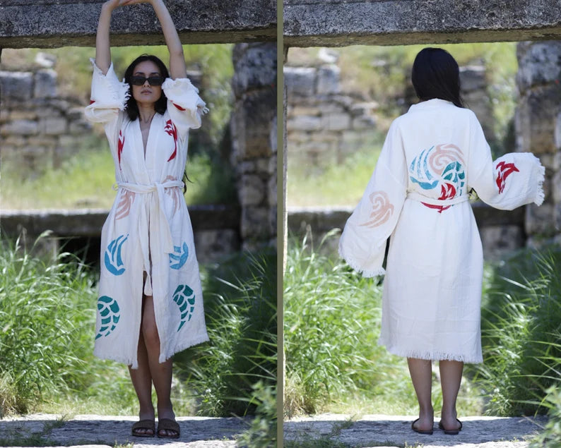 Organic Sacred Kaftan, Muslin Kimono, Cotton Kaftan, Beach Robe