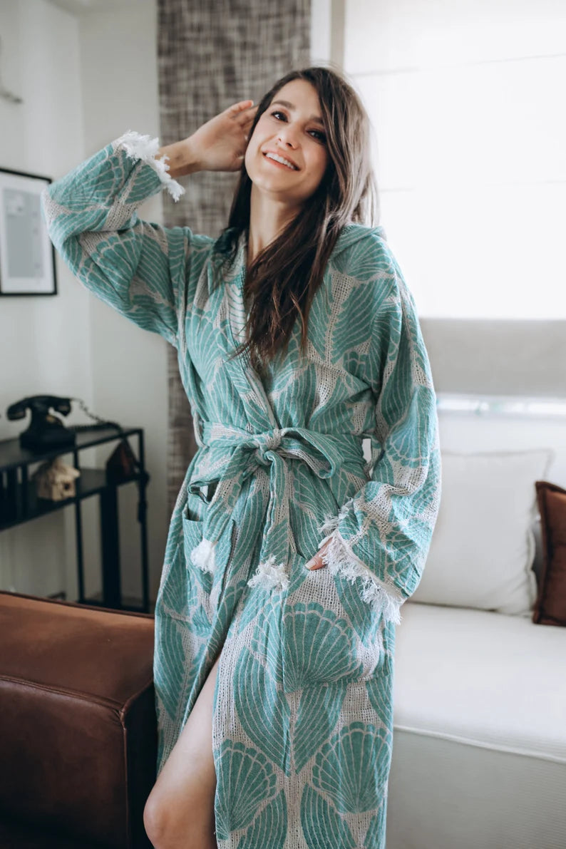 Unique Bamboo Hoodie Robe, Organic Dressing Gown, Elegant Bamboo and Cotton Bathrobe