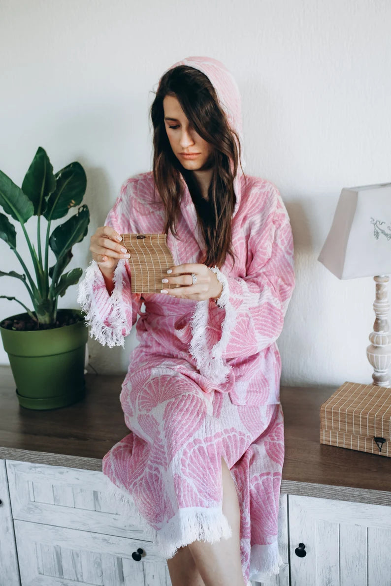 Unique Bamboo Hoodie Robe, Organic Dressing Gown, Elegant Bamboo and Cotton Bathrobe