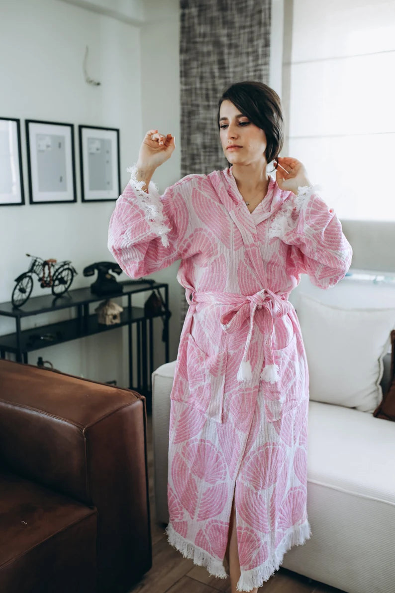 Unique Bamboo Hoodie Robe, Organic Dressing Gown, Elegant Bamboo and Cotton Bathrobe