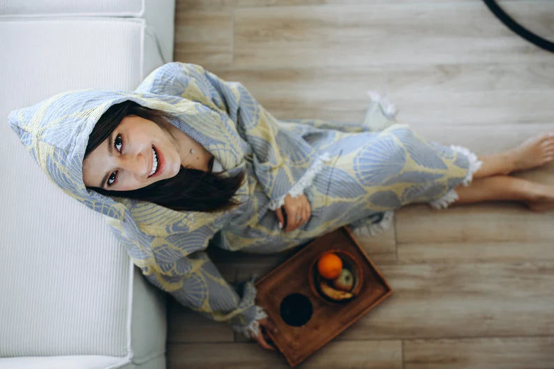 Unique Bamboo Hoodie Robe, Organic Dressing Gown, Elegant Bamboo and Cotton Bathrobe