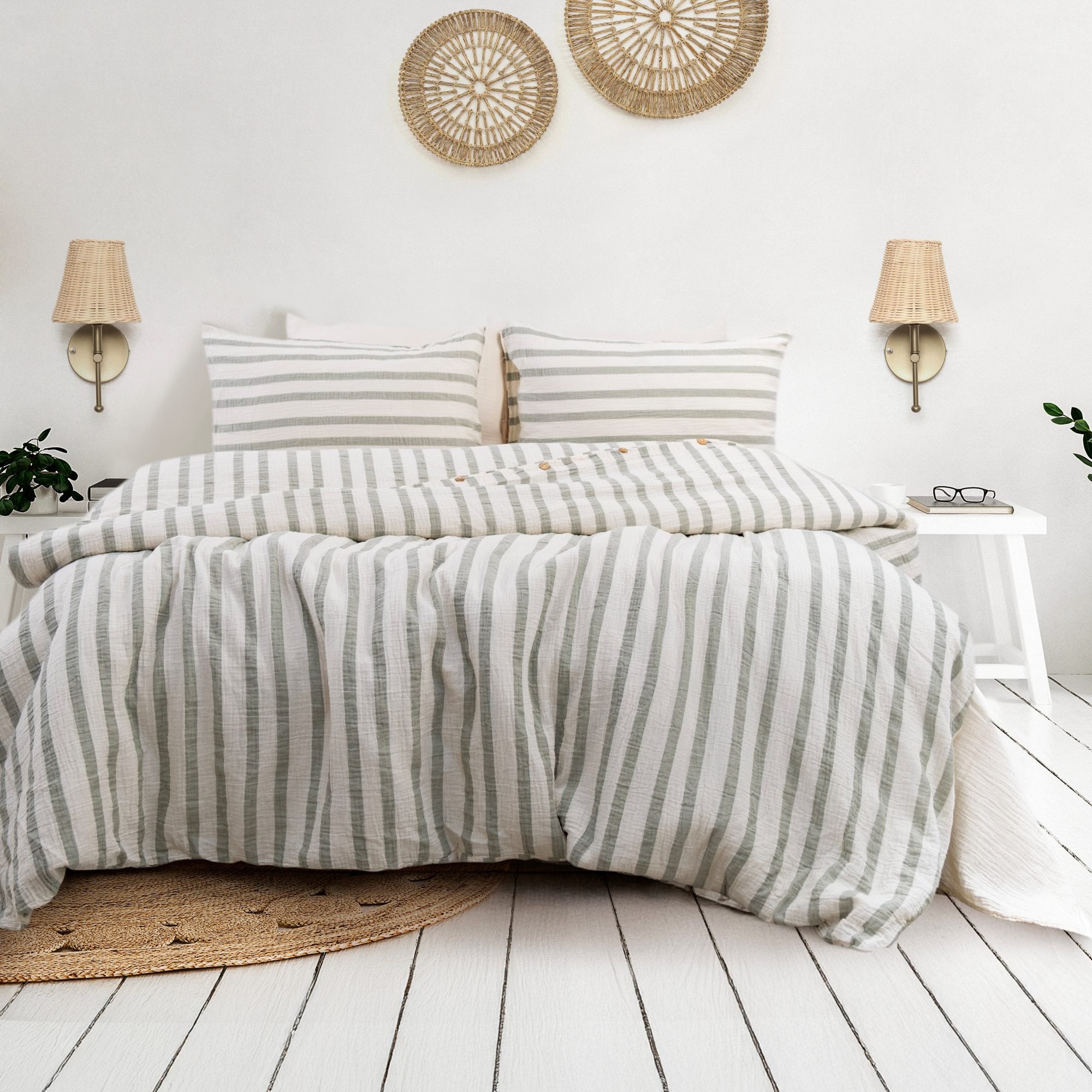 Signature Striped Muslin Duvet Cover Set